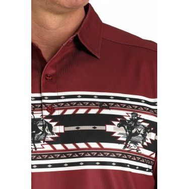 Men's Cinch Arena Flex Short Sleeve Polo-Burgandy