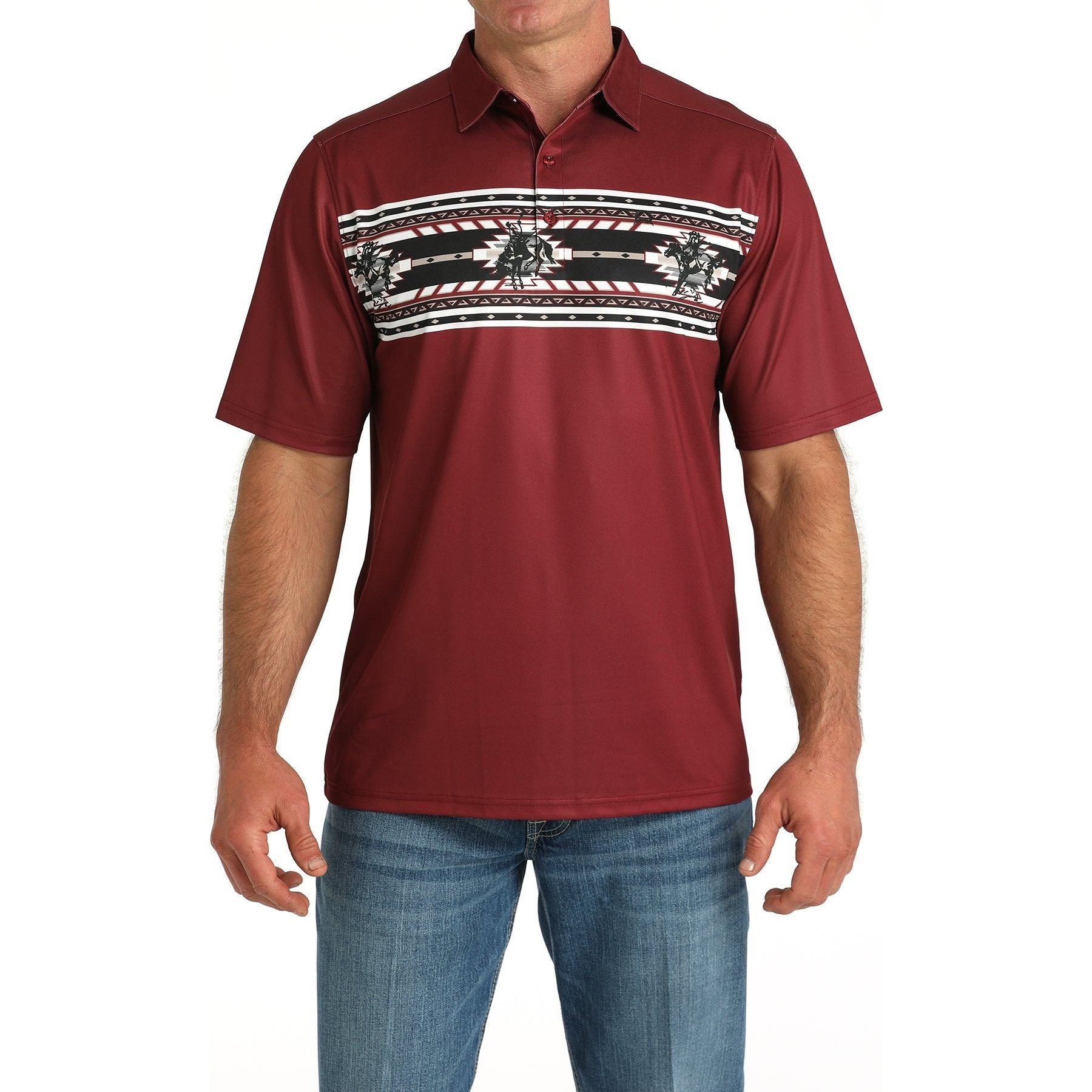 Men's Cinch Arena Flex Short Sleeve Polo-Burgandy