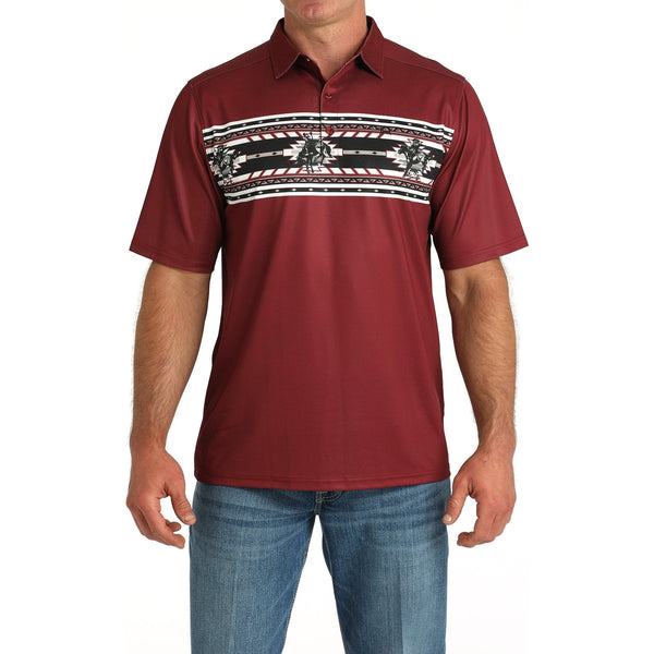 Men's Cinch Arena Flex Short Sleeve Polo-Burgandy
