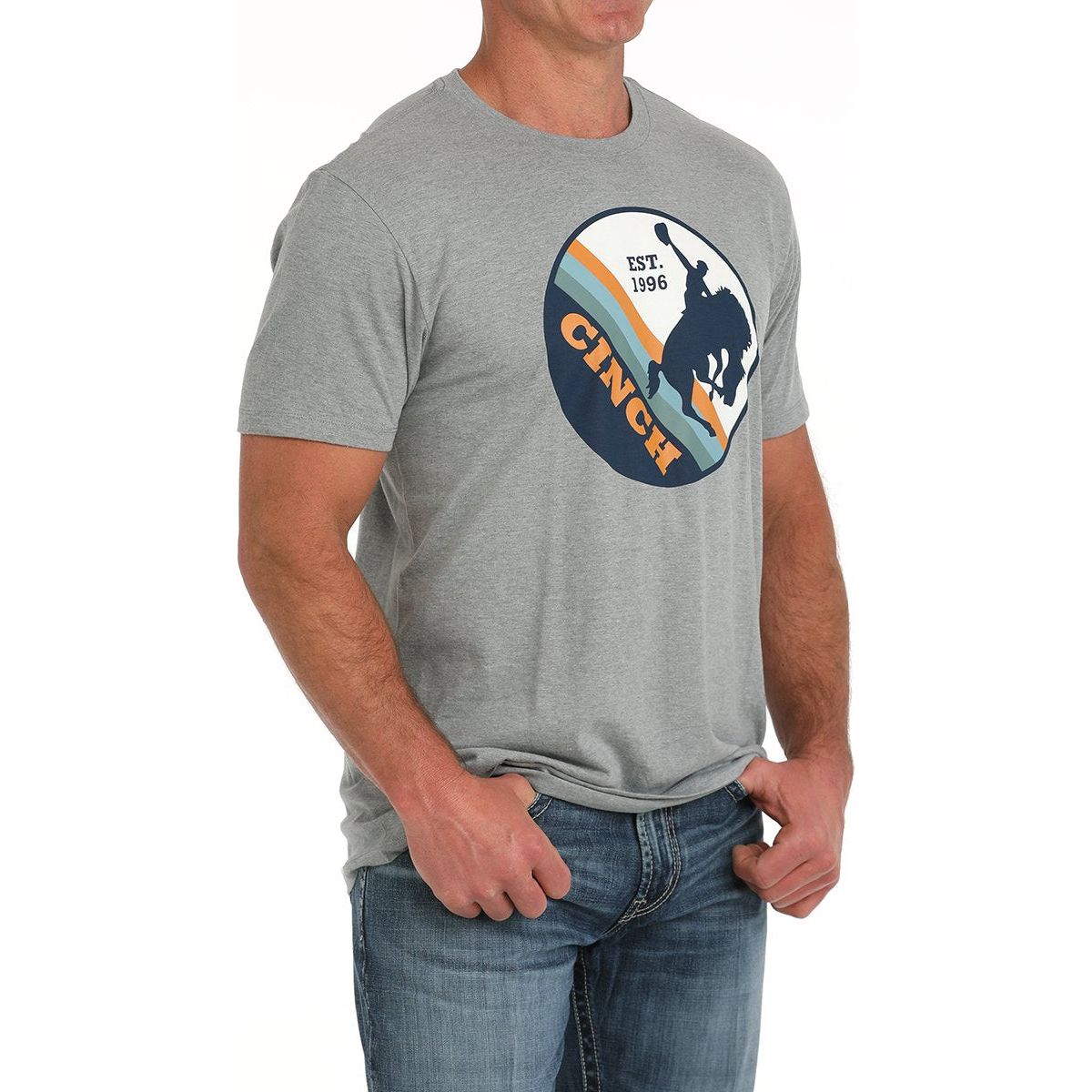 Men's Cinch Bucking Bronc T-shirt-Gray