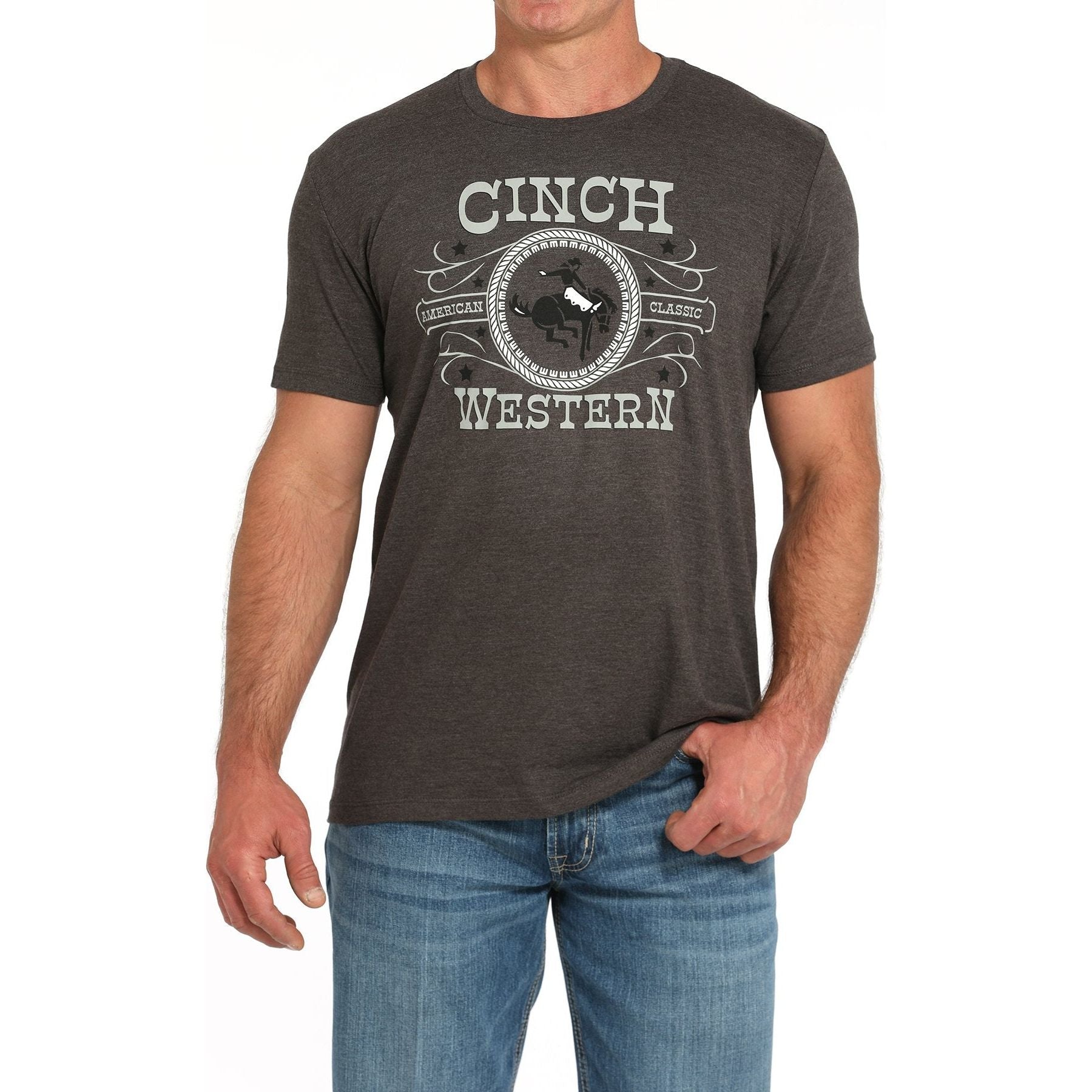 Men's Cinch Brand T-shirt-Charcoal