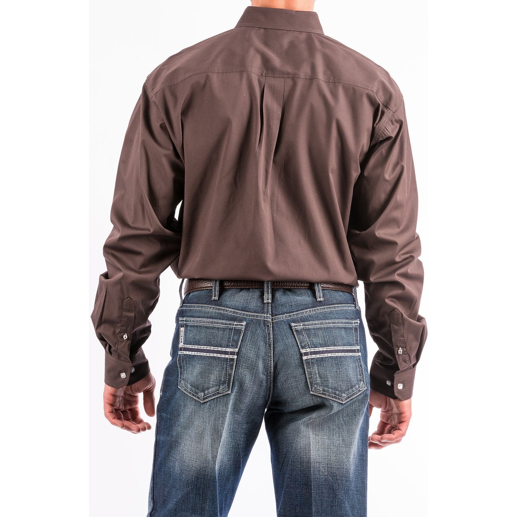 Men's Cinch Solid Brown Button-Down Shirt