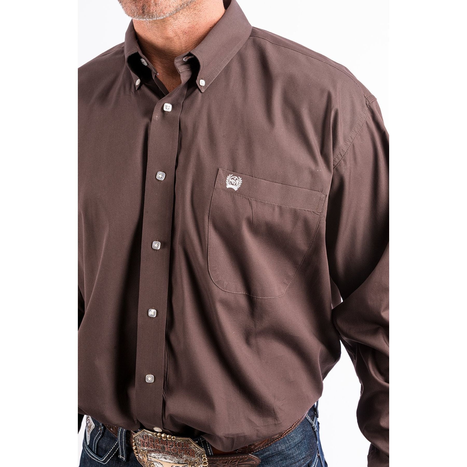 Men's Cinch Solid Brown Button-Down Shirt