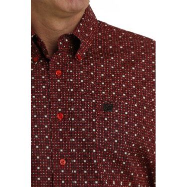 Men's Cinch Geometric Print Long Sleeve Shirt - Red/Black