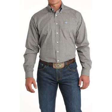 Cinch Men's Medallion Print Button-Down Western Shirt - Blue