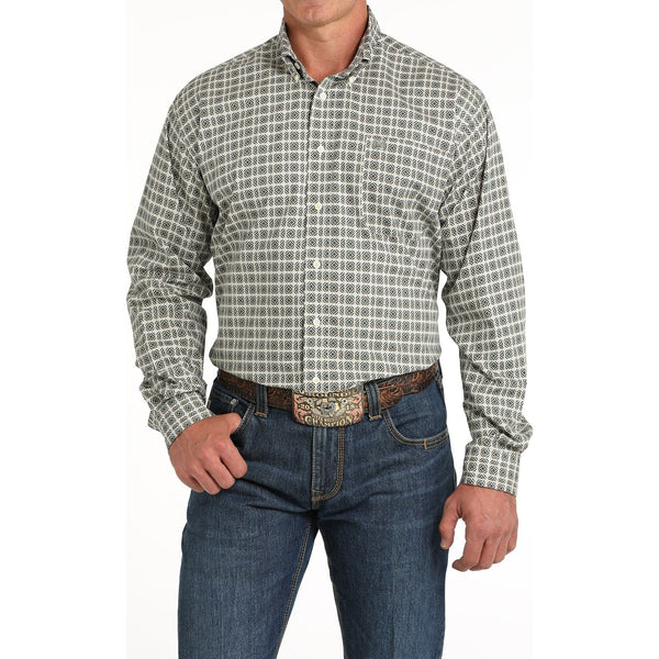 Men's Cinch Kaleidoscope Print Button-Down Western Shirt - Cream