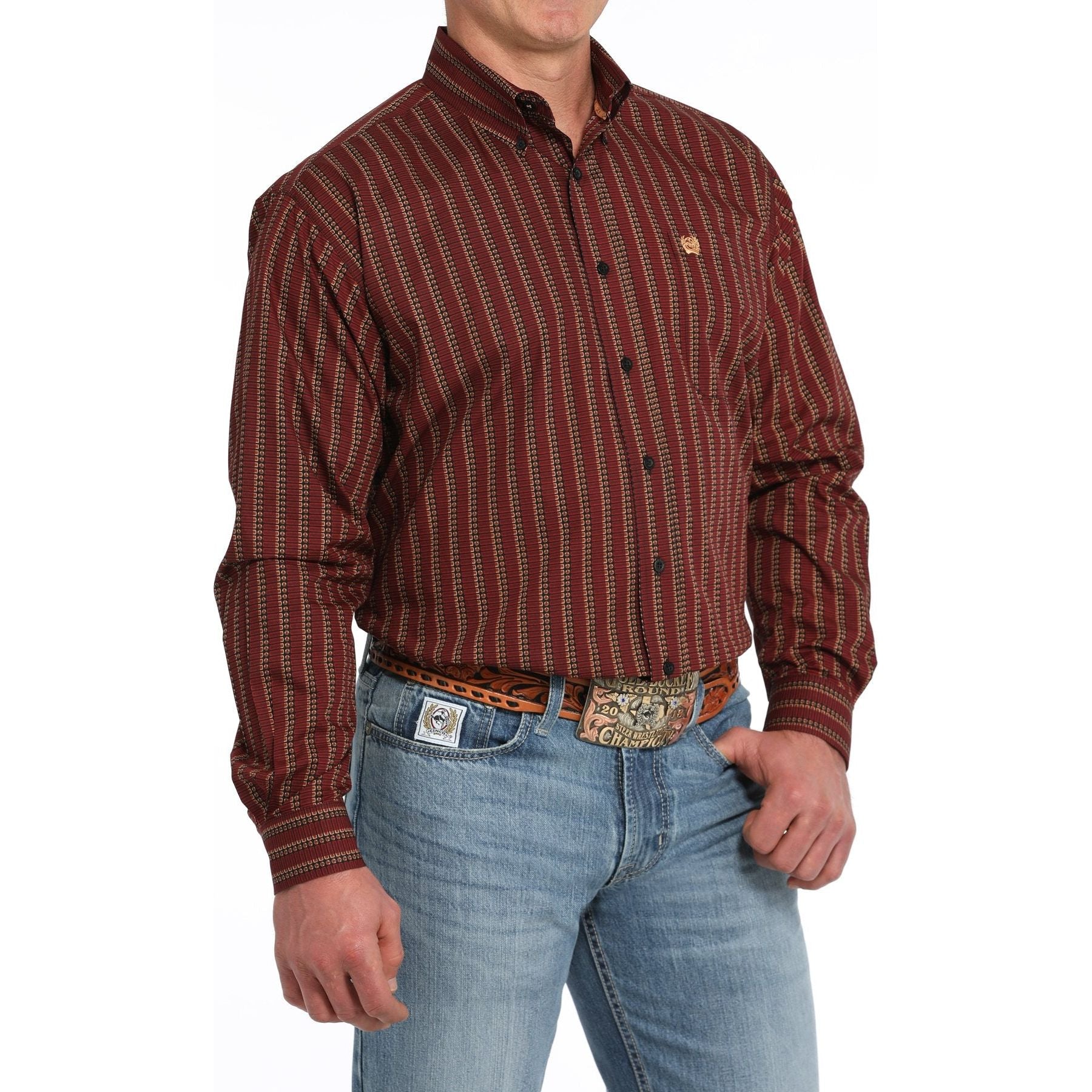 Cinch Men's Shotgun Shell Print Button-Down Western Shirt - Red