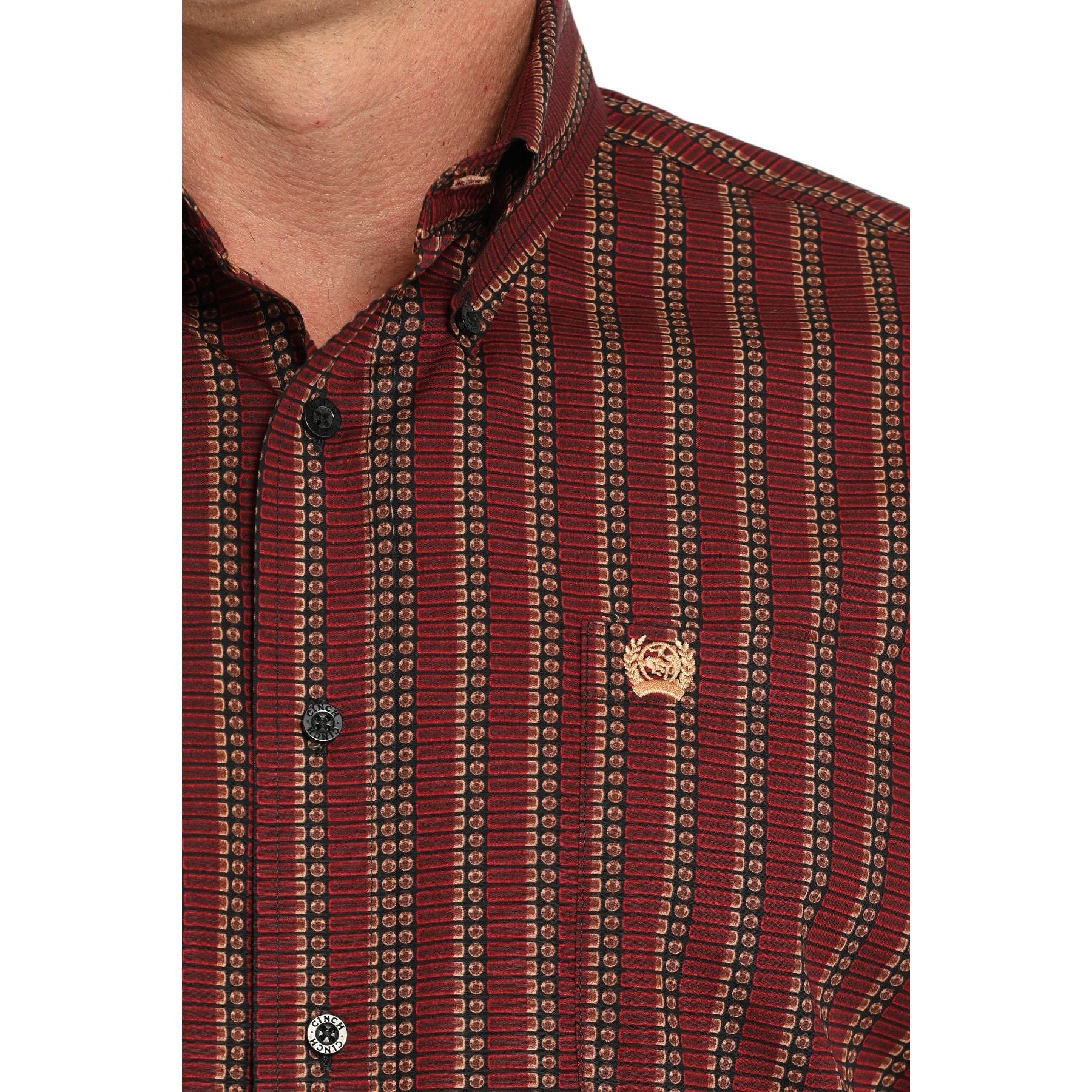 Cinch Men's Shotgun Shell Print Button-Down Western Shirt - Red