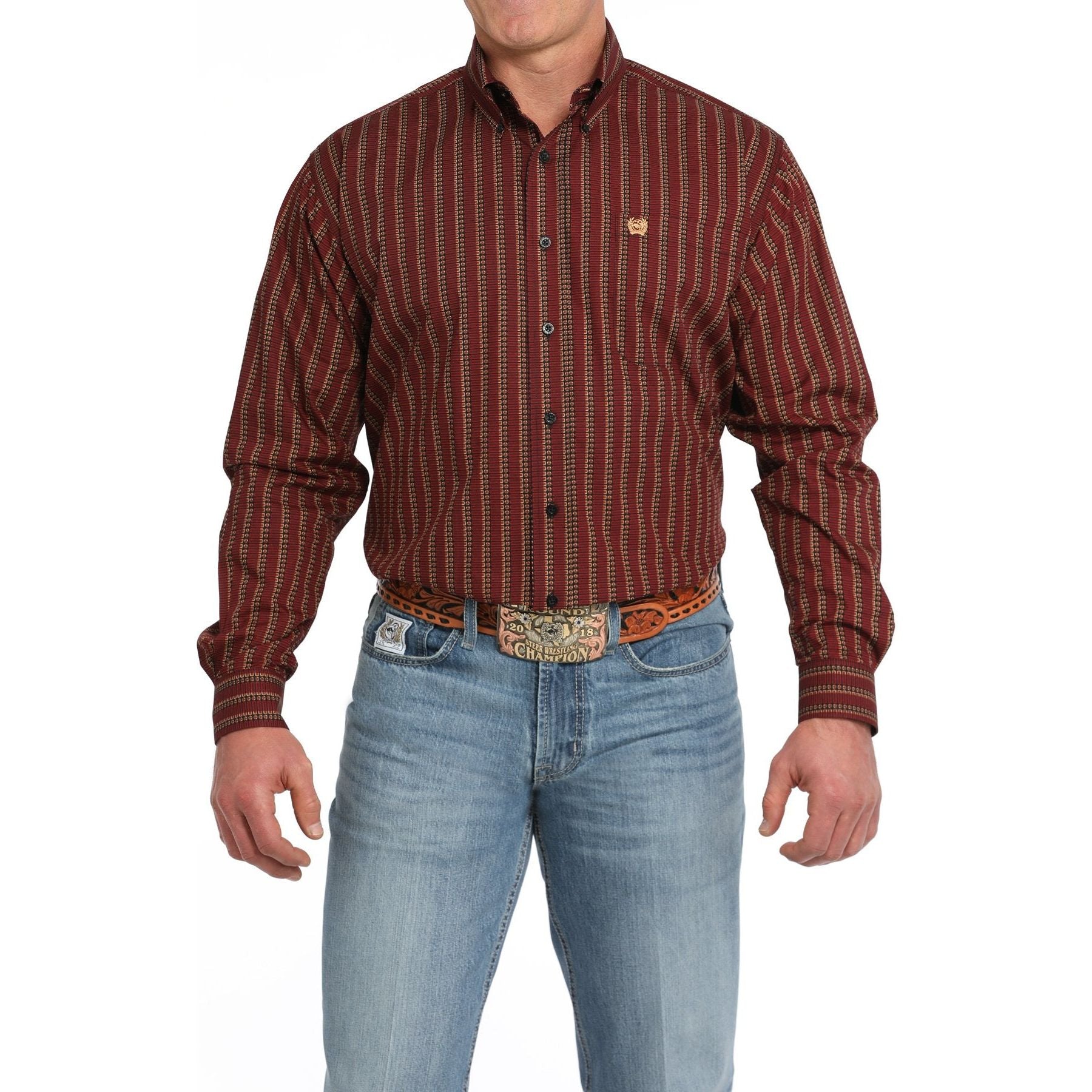 Cinch Men's Shotgun Shell Print Button-Down Western Shirt - Red