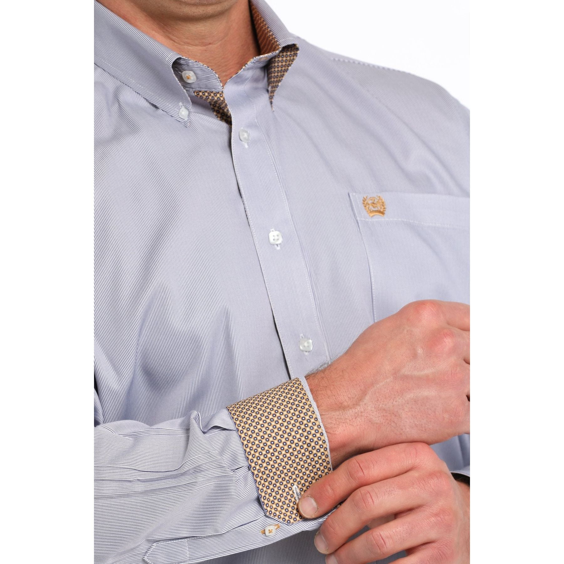 Cinch Men's Stripe Print Button-Down Western Shirt - Purple/White