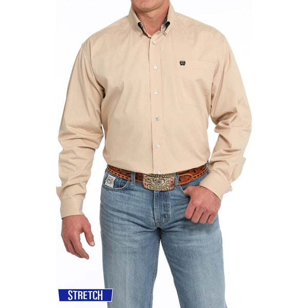 Cinch Men's Microstrip Print Button-Down Western Shirt - Gold