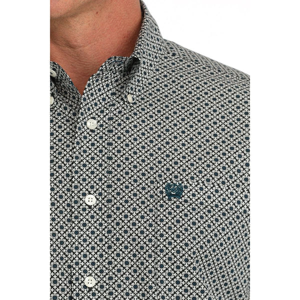 Men's Cinch Geometric Print Button-Down Western Shirt-Cream