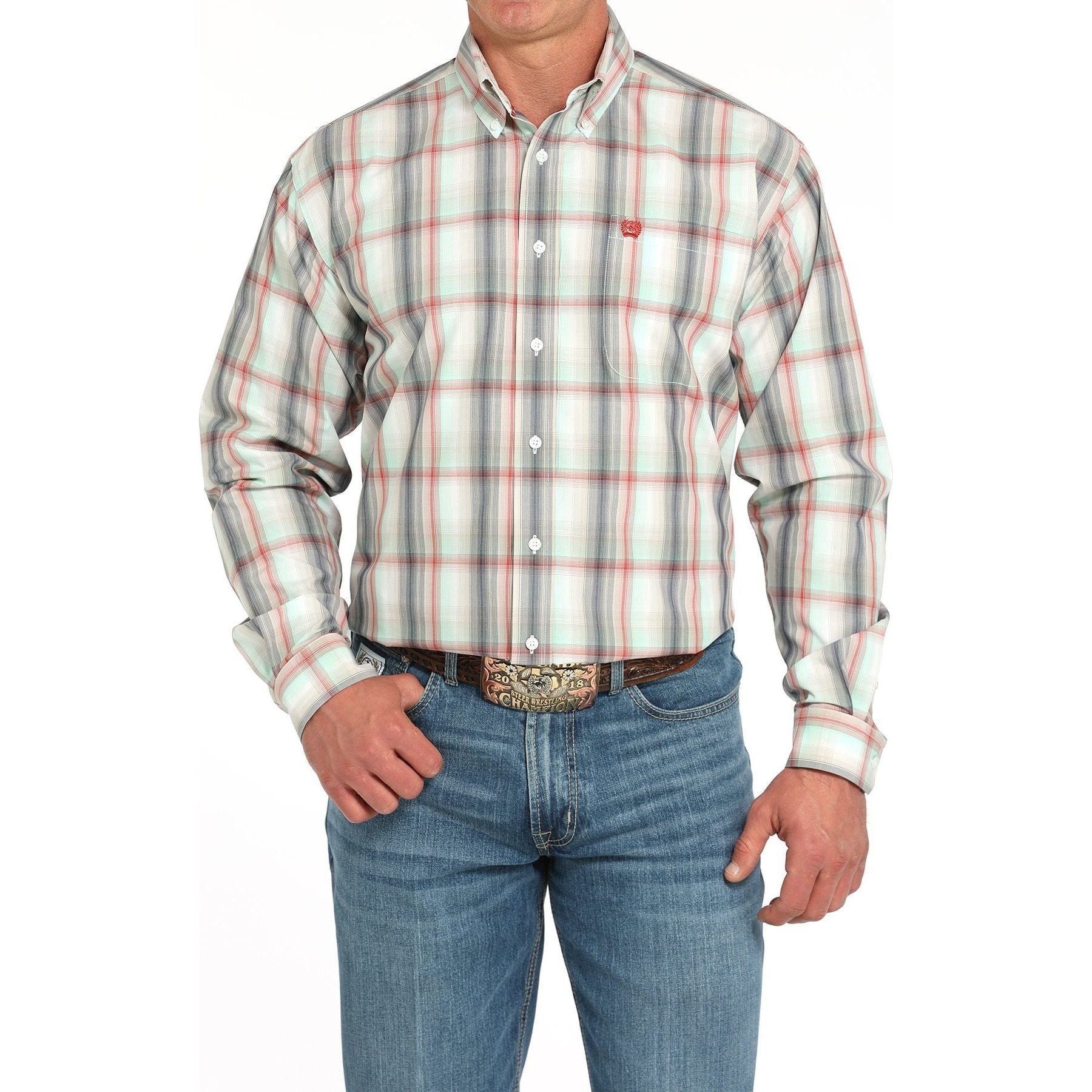 Men's Cinch Plaid Button-Down Western Shirt-Multi