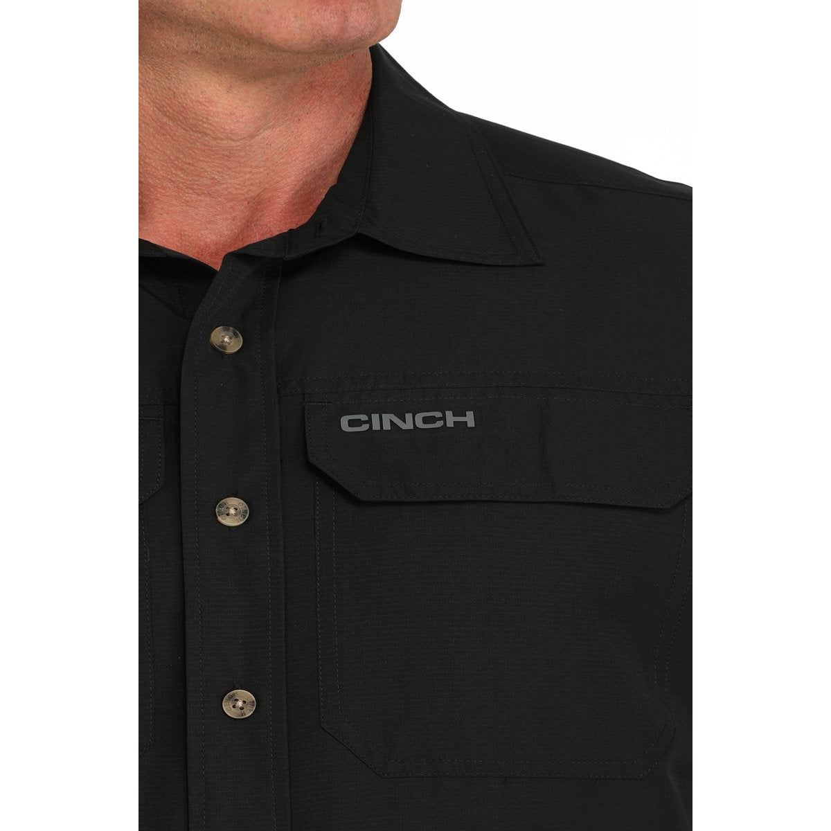 Men's Cinch Solid ArenaFlex Short Sleeve Shirt-Black