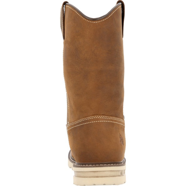 Men's Rocky Rams Horn 11" Waterproof Pull-On Work Boot-Brown