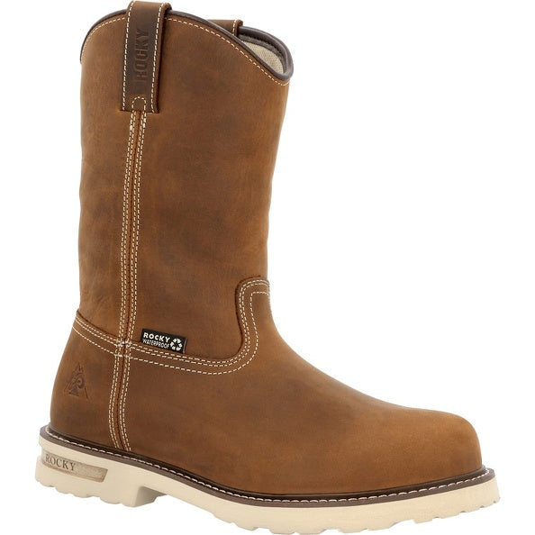 Men's Rocky Rams Horn 11" Waterproof Pull-On Work Boot-Brown