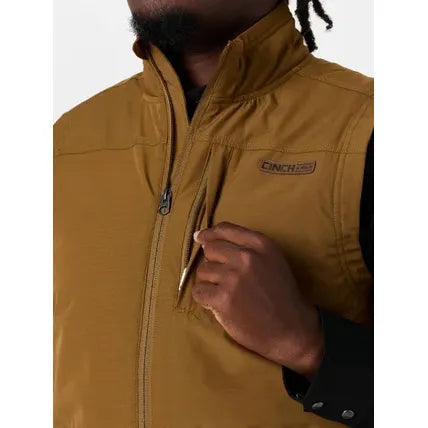 Men's Cinch Canvas Quilted Polyfill Lined Vest-Brown