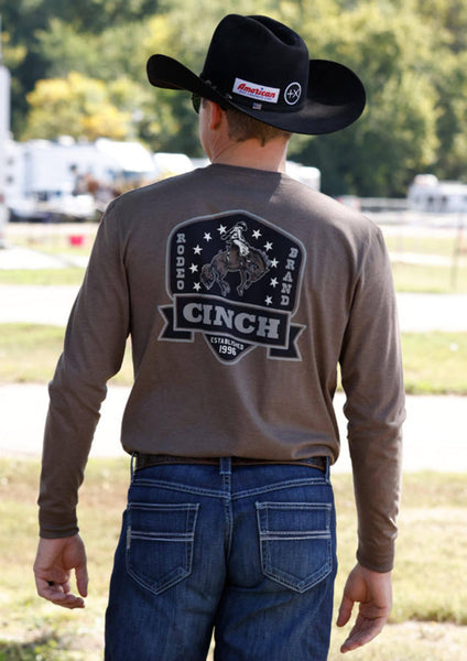 Men's Cinch Bucking Horse Long Sleeve T-shirt-Brown