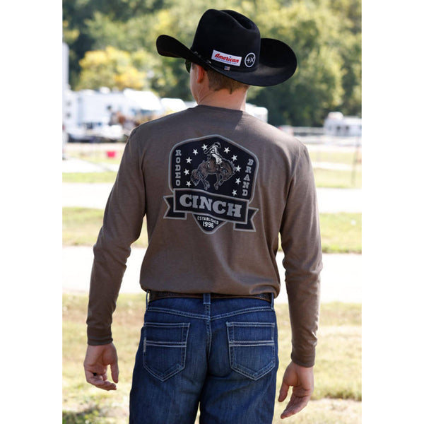 Men's Cinch Bucking Horse Long Sleeve T-shirt-Brown