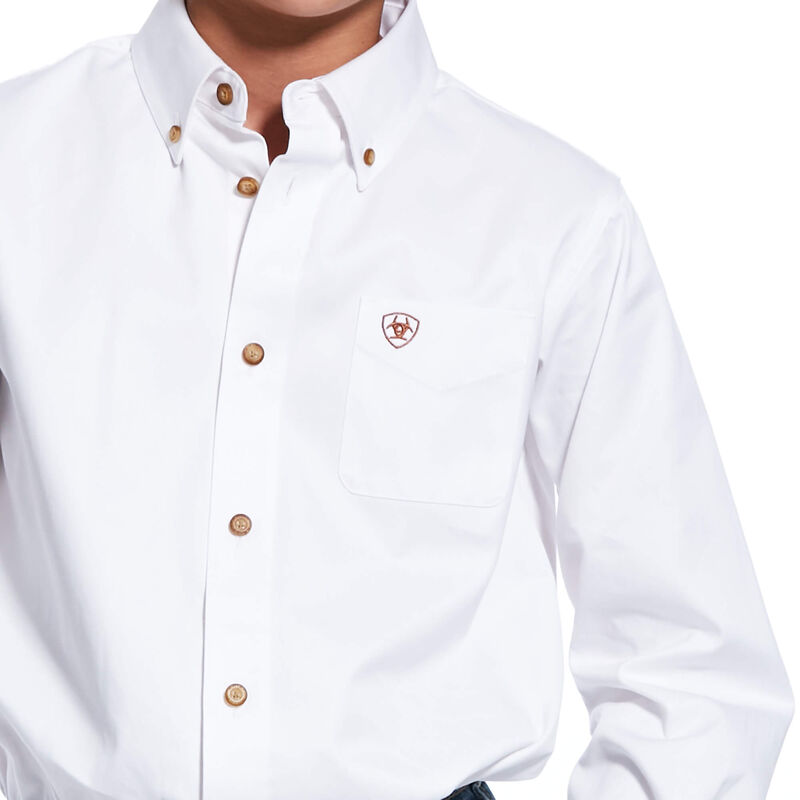 Ariat Boy's Solid Twill Classic Fit Shirt - White