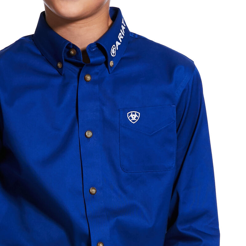 Ariat Boy's Solid Twill Classic Fit - Ultramarine/White Shirt