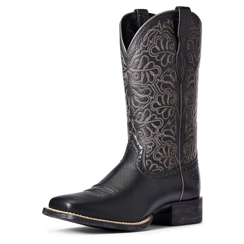 Ariat Women's Round Up Remuda Western Boot-Black Deertan