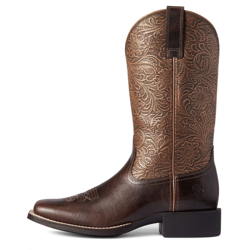 Ariat Women's Round Up Wide Square Toe Brown Western Cowboy Boot