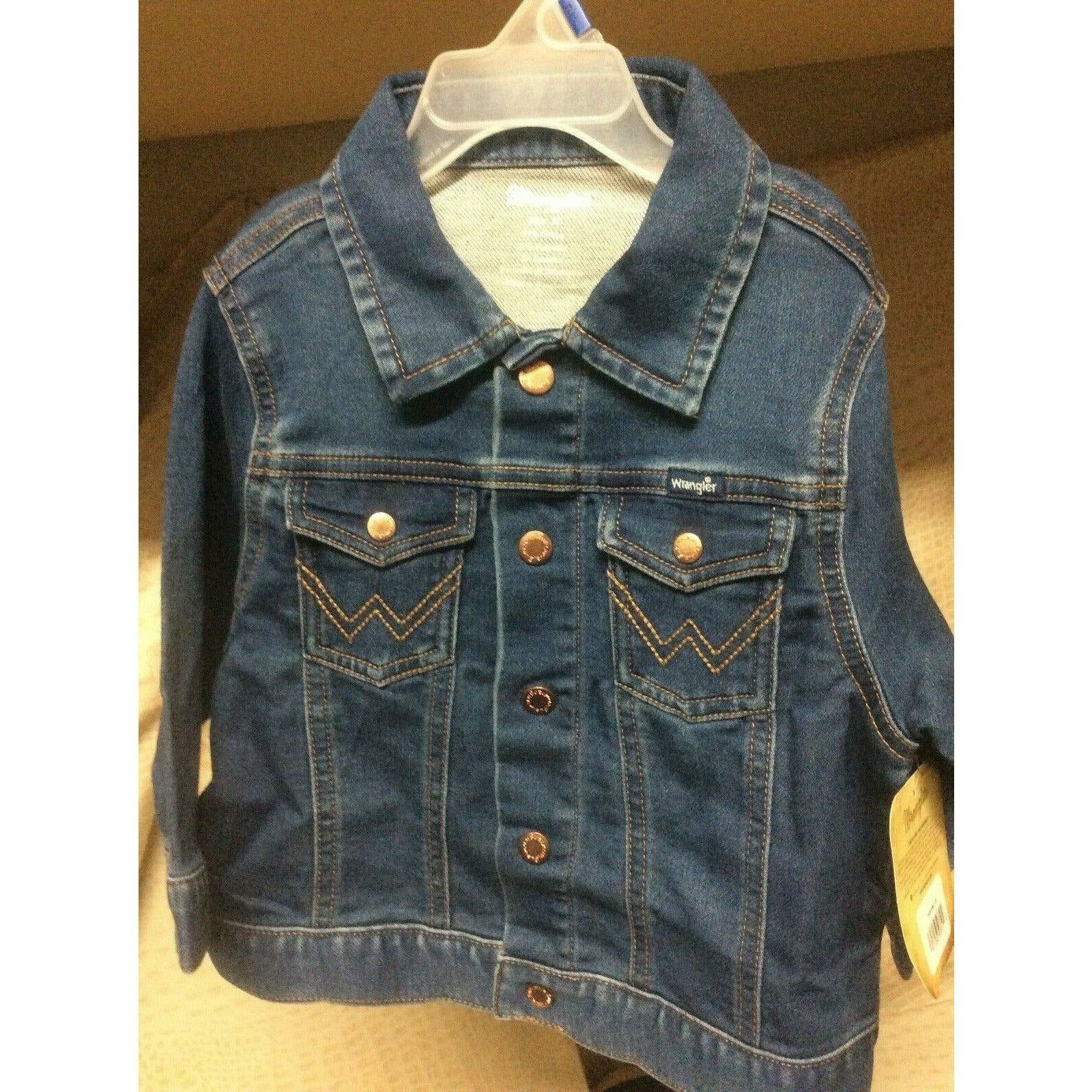New Toddler Kids Wrangler Blue Denim Western Cowboy Trucker Stretch Jacket - CWesternwear