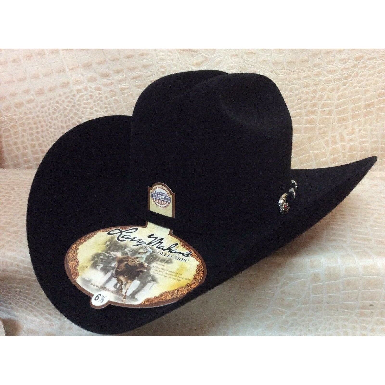 New Mens Larry Mahans Black 6X Beaver Fur Felt Western Cowboy Hat - CWesternwear
