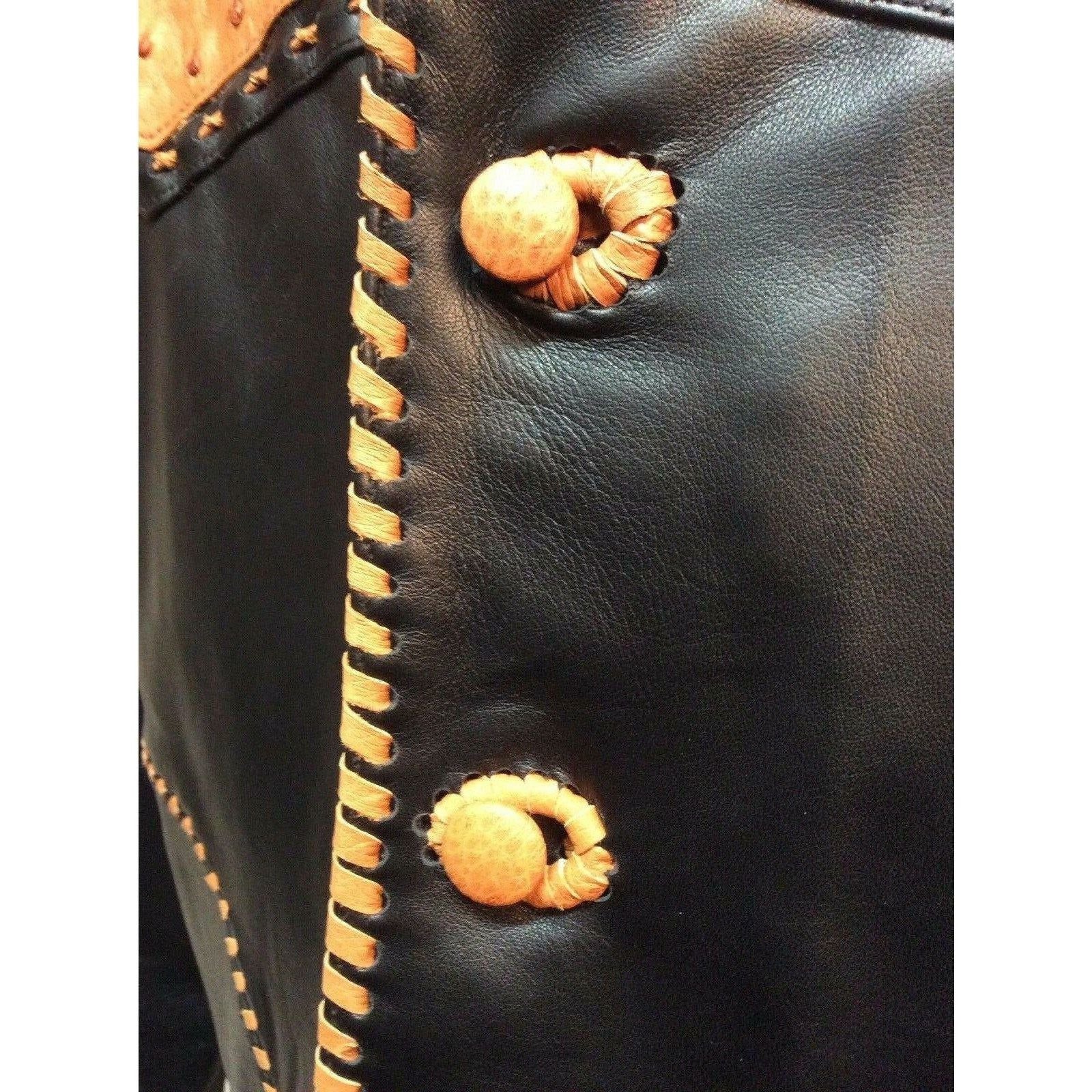 New Mens Exotic Genuine Ostrich Black Leather Western Cowboy Dress Jacket - CWesternwear