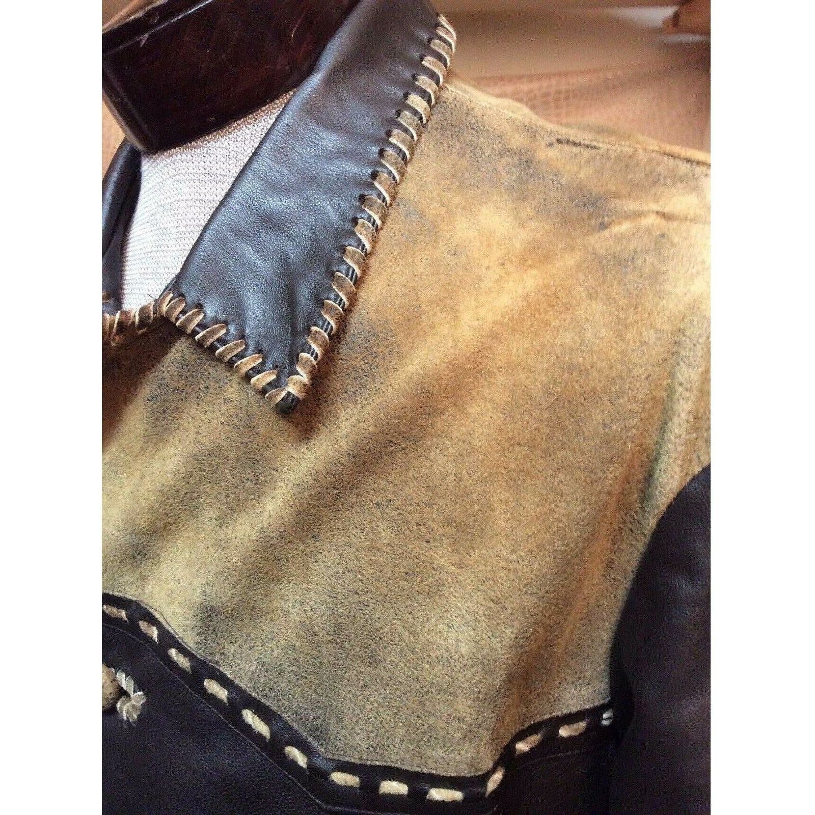 New Mens Vintage Italian Lamb Skin Brown Leather Western Cowboy Dress Jacket - CWesternwear