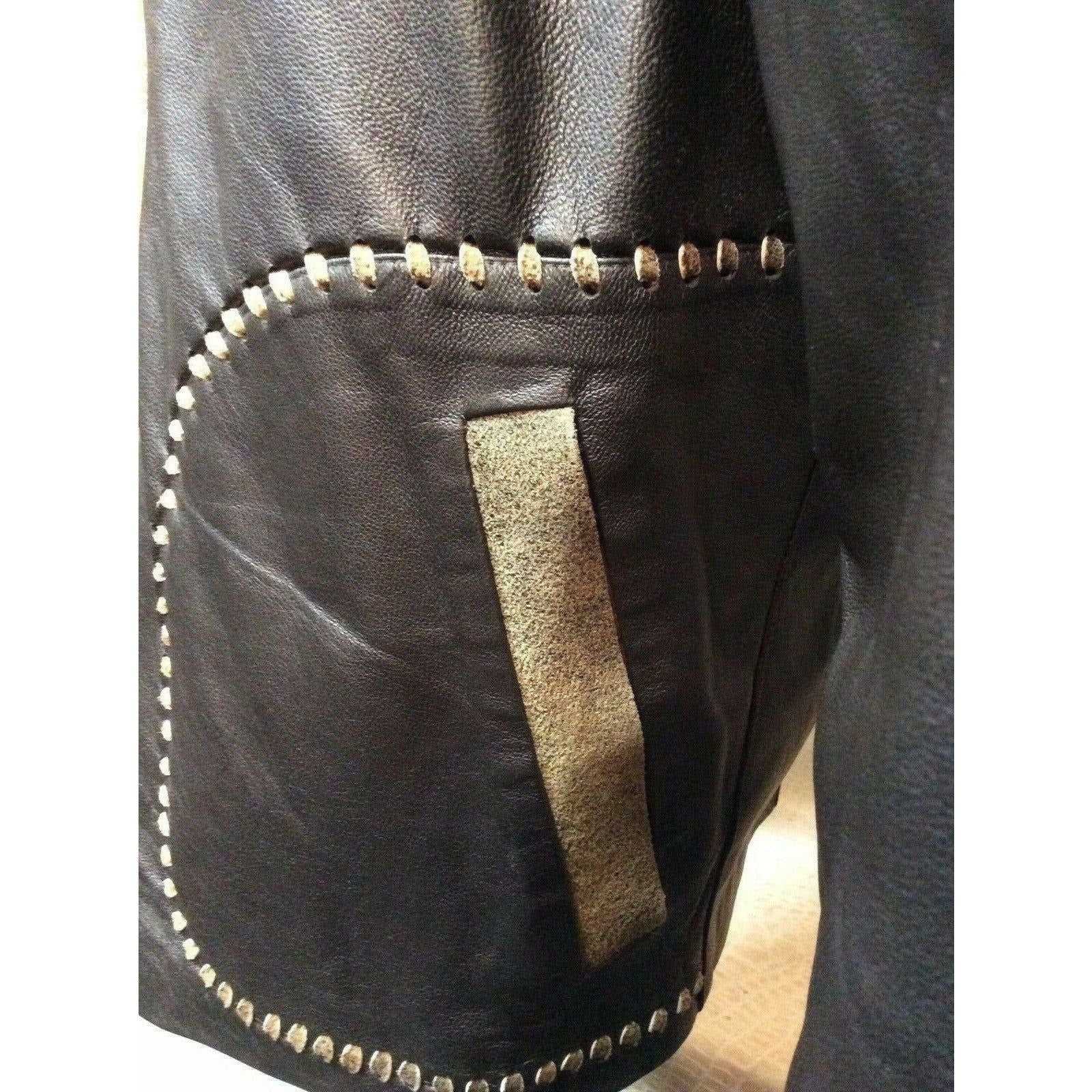 New Mens Vintage Italian Lamb Skin Brown Leather Western Cowboy Dress Jacket - CWesternwear