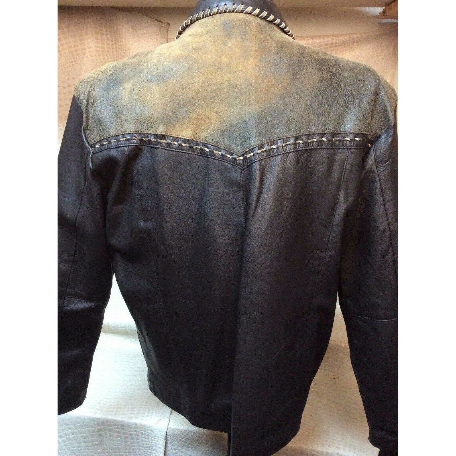 New Mens Vintage Italian Lamb Skin Brown Leather Western Cowboy Dress Jacket - CWesternwear