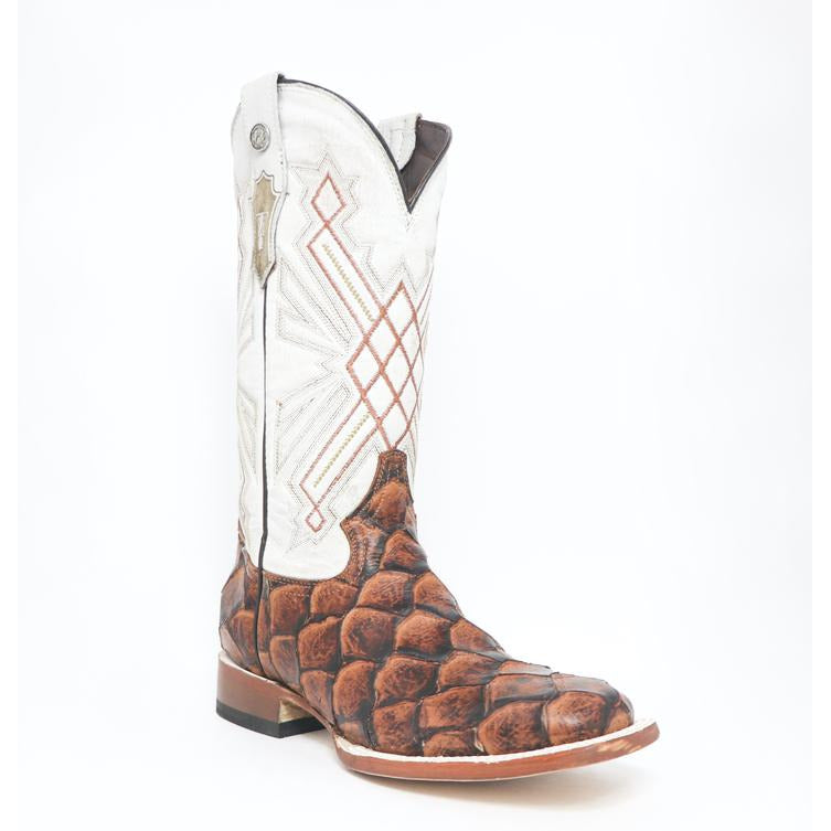 WOMEN’S TANNER MARK MONSTER FISH PRINT COGNAC MATTE WIDE SQUARE TOE