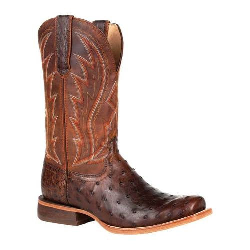 MENS DURANGO PREMIUM EXOTIC FULL-QUILL OSTRICH CHESTNUT WESTERN BOOT