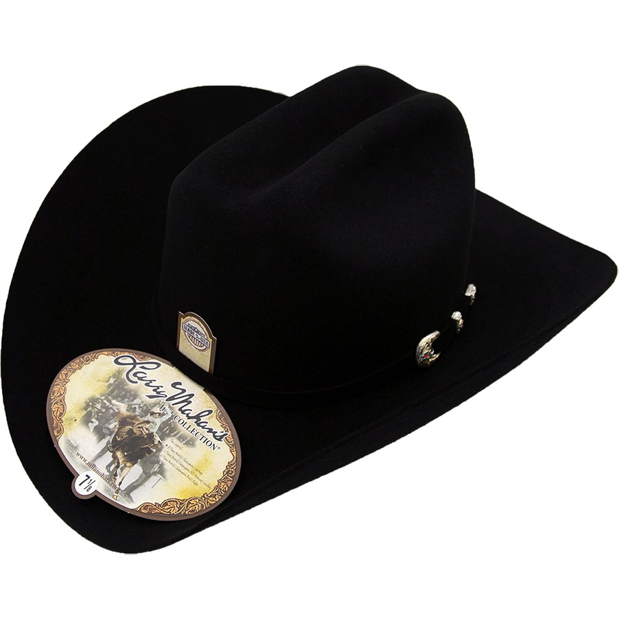 New Mens Larry Mahans Black 6X Beaver Fur Felt Western Cowboy Hat - CWesternwear
