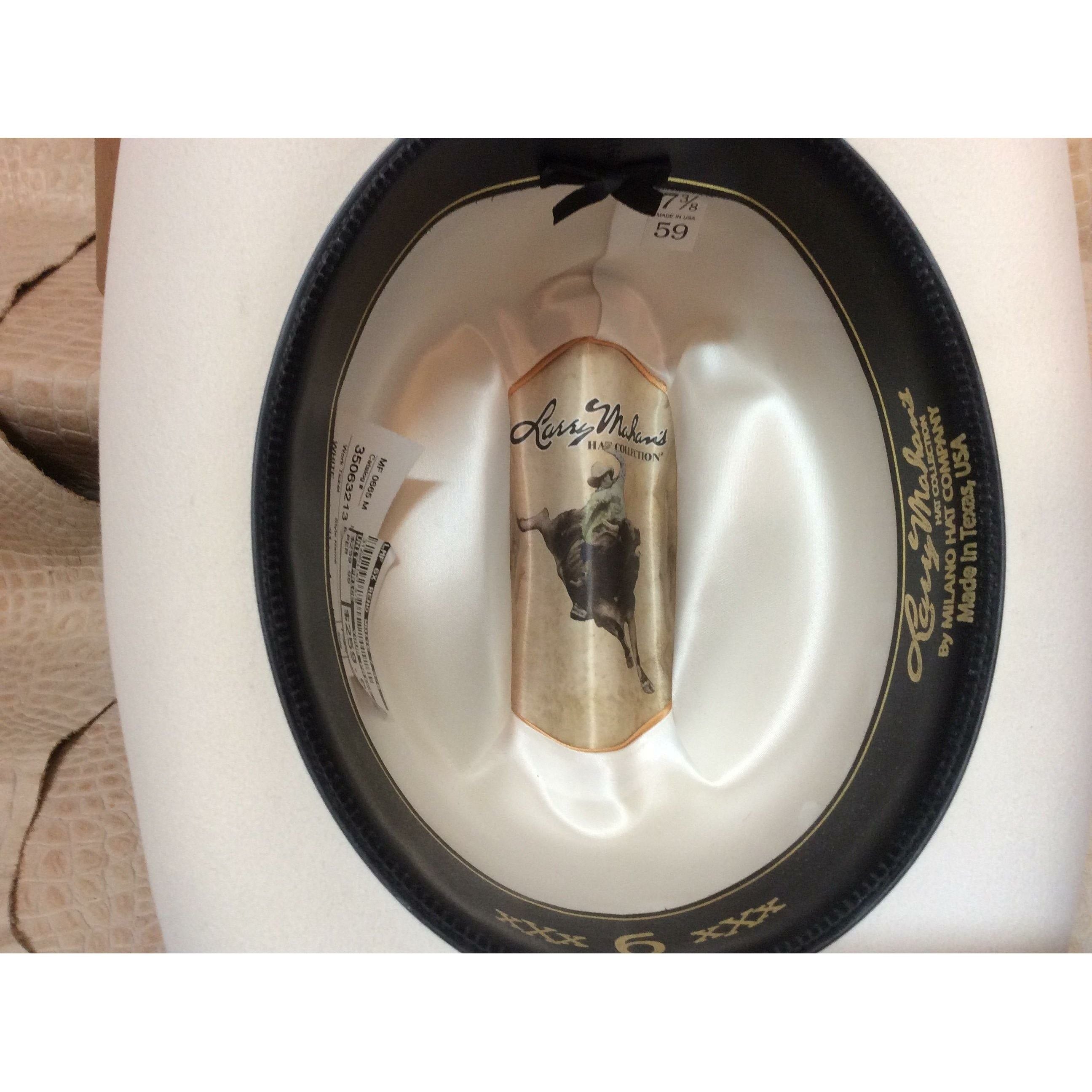 New Mens Larry Mahans White 6X Beaver Fur Felt Western Cowboy Hat - CWesternwear