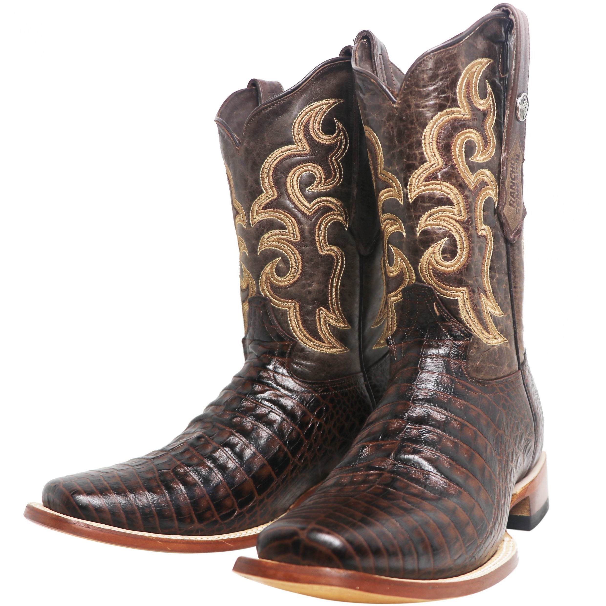 Rancho Semental Men's Caiman Belly Print Brown Medium Square Toe