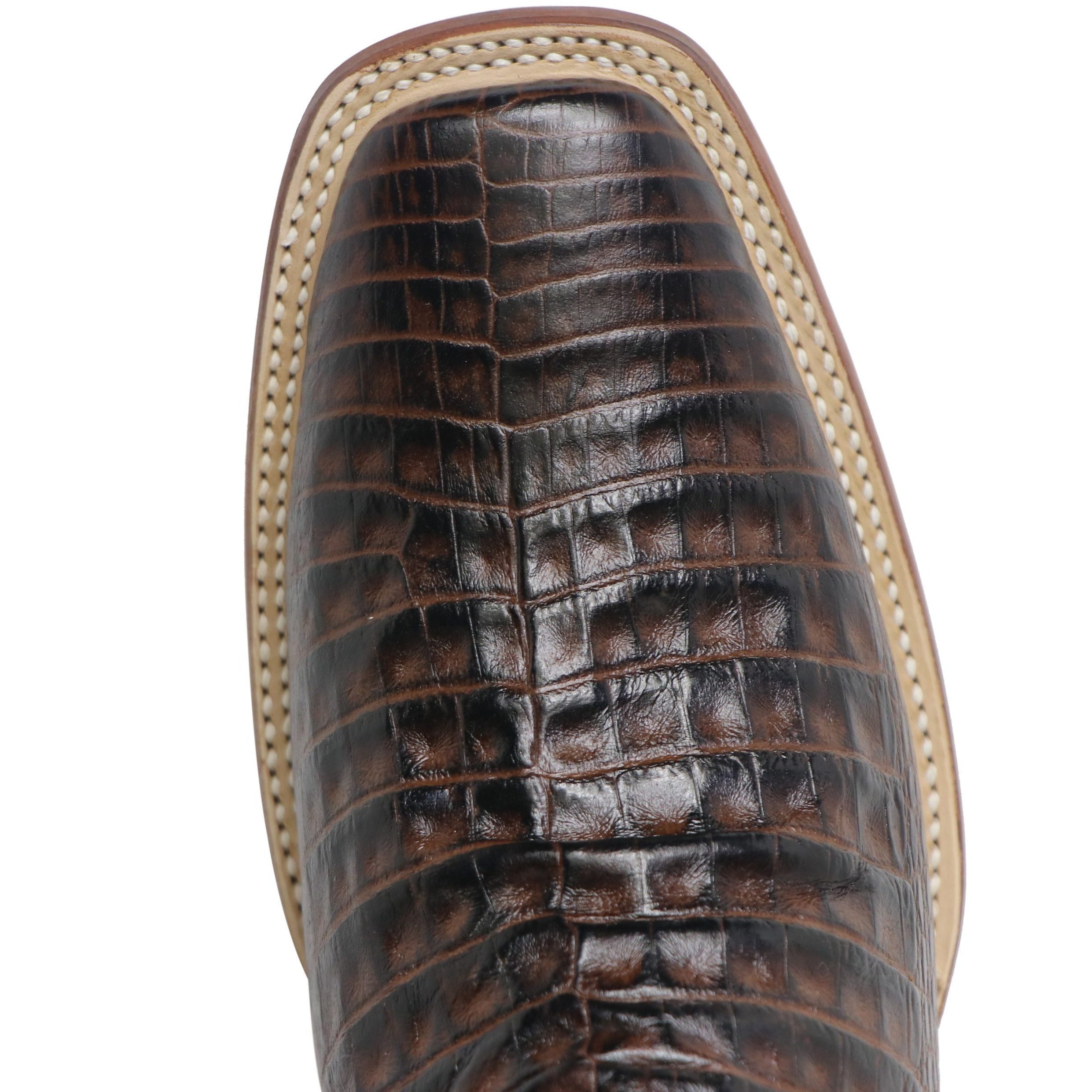 Rancho Semental Men's Caiman Belly Print Brown Medium Square Toe