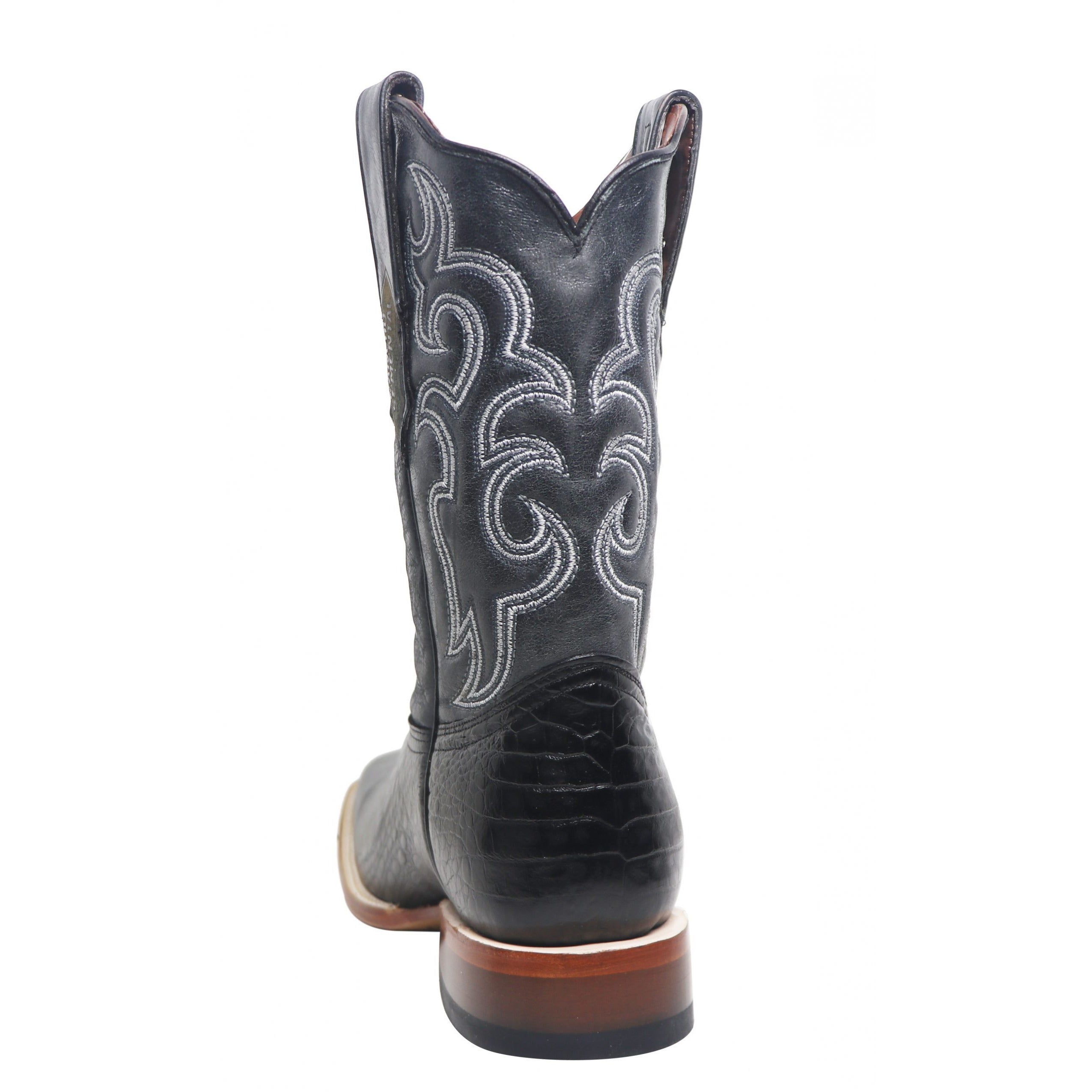 Rancho Semental Men's Q Caiman Belly Print Black Medium Square Toe