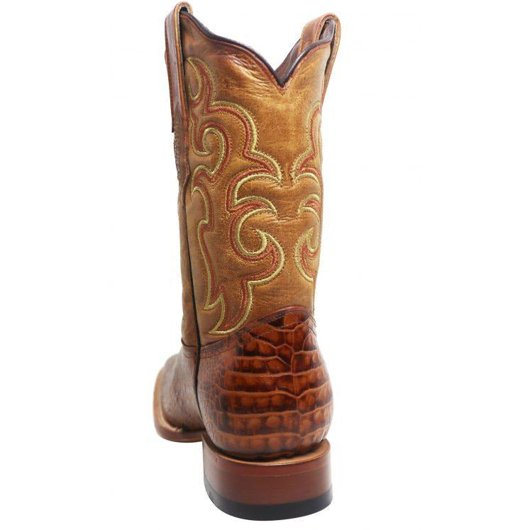Rancho Semental Men's Q Caiman Belly Print Cognac Medium Square Toe