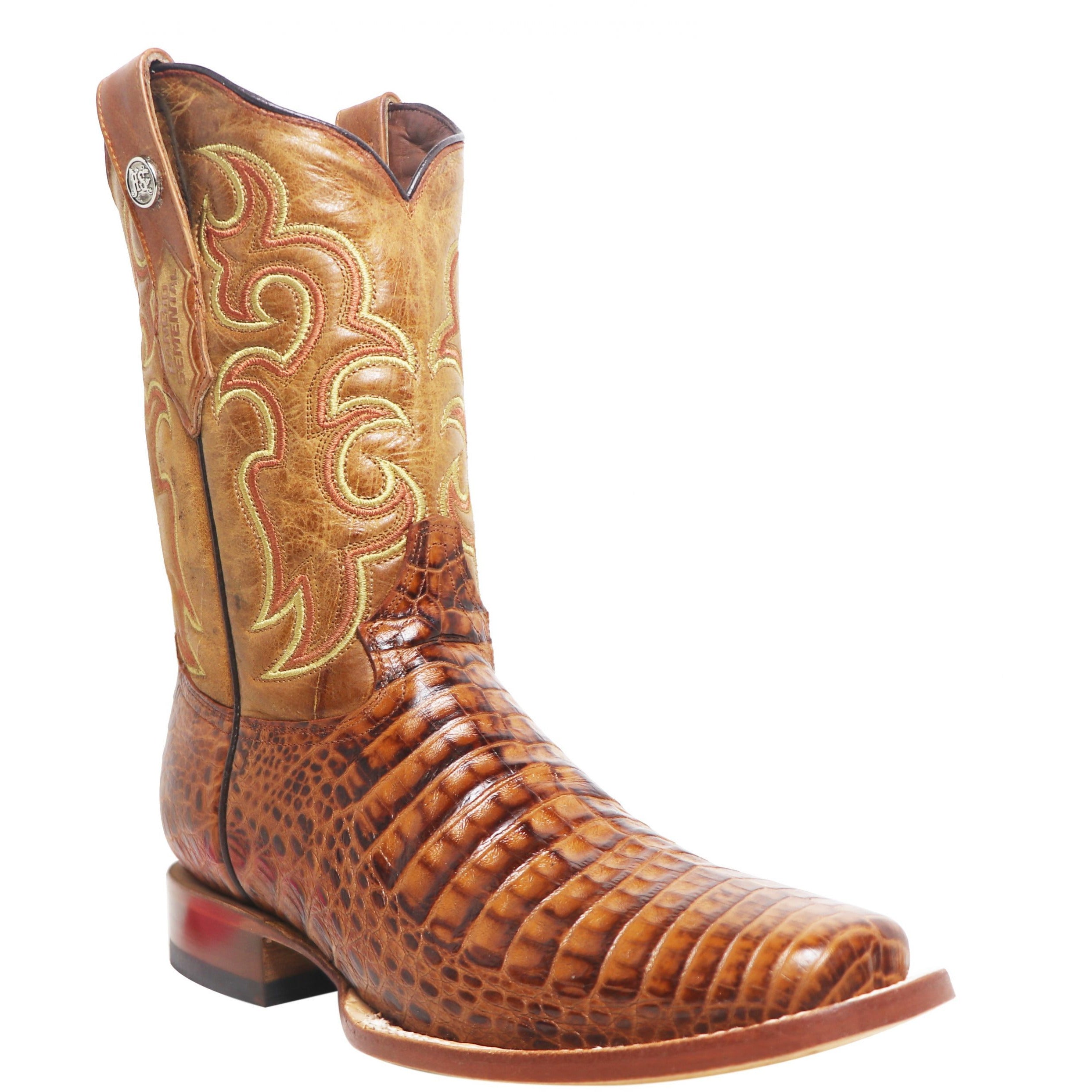 Rancho Semental Men's Q Caiman Belly Print Cognac Medium Square Toe