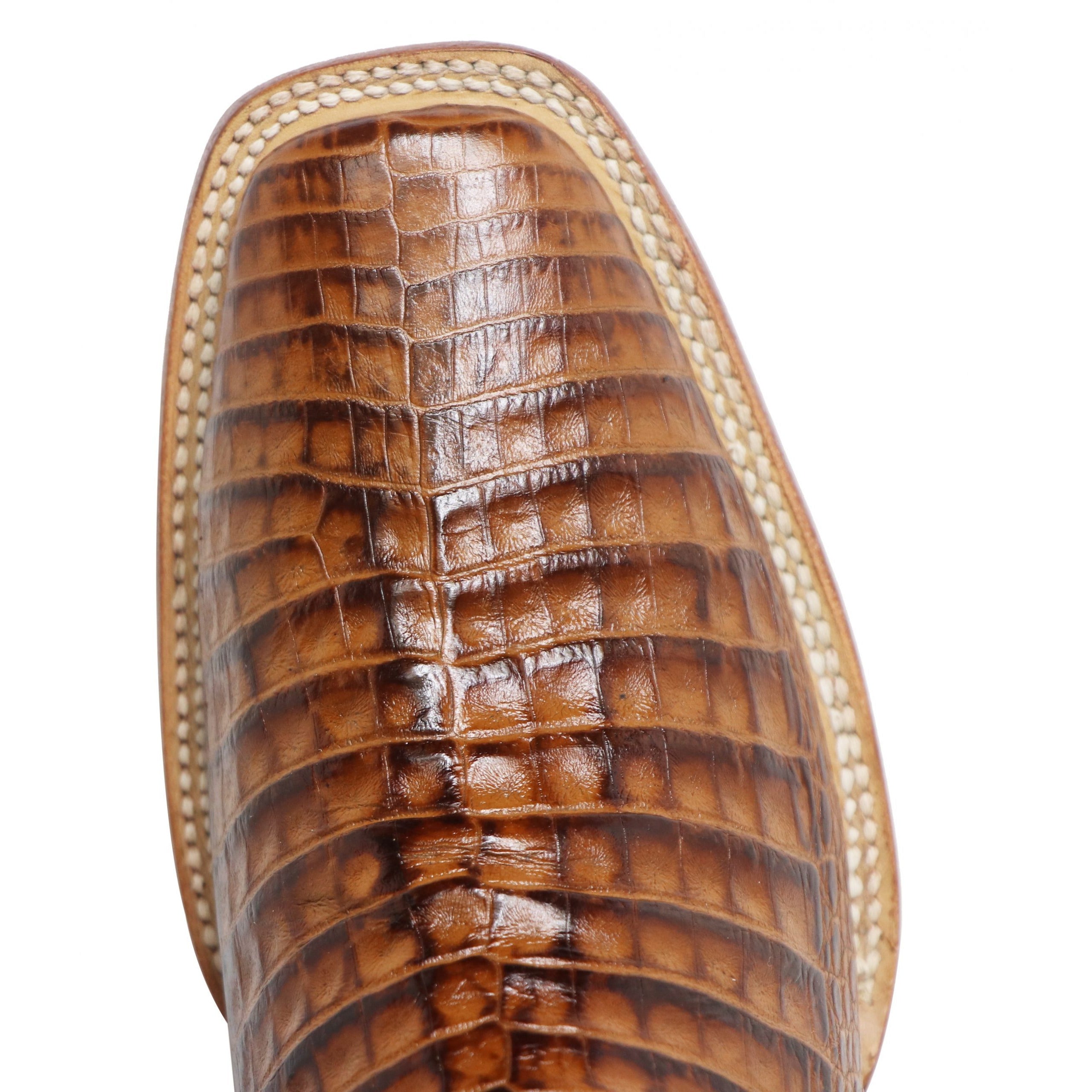 Rancho Semental Men's Q Caiman Belly Print Cognac Medium Square Toe