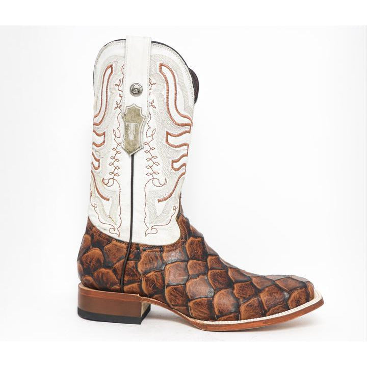 Men's Tanner Mark Monster Fish Print Cognac Square Toe