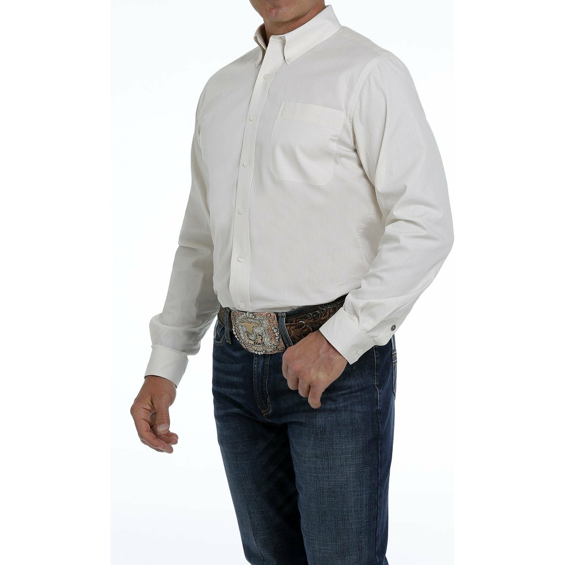 MEN'S MODERN FIT CREAM BUTTON-DOWN SHIRT