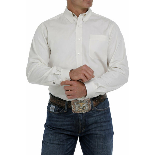 MEN'S MODERN FIT CREAM BUTTON-DOWN SHIRT