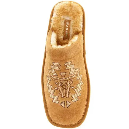 Men's Ariat Rancher Square Toe Embroidery Horns Slipper-Tan
