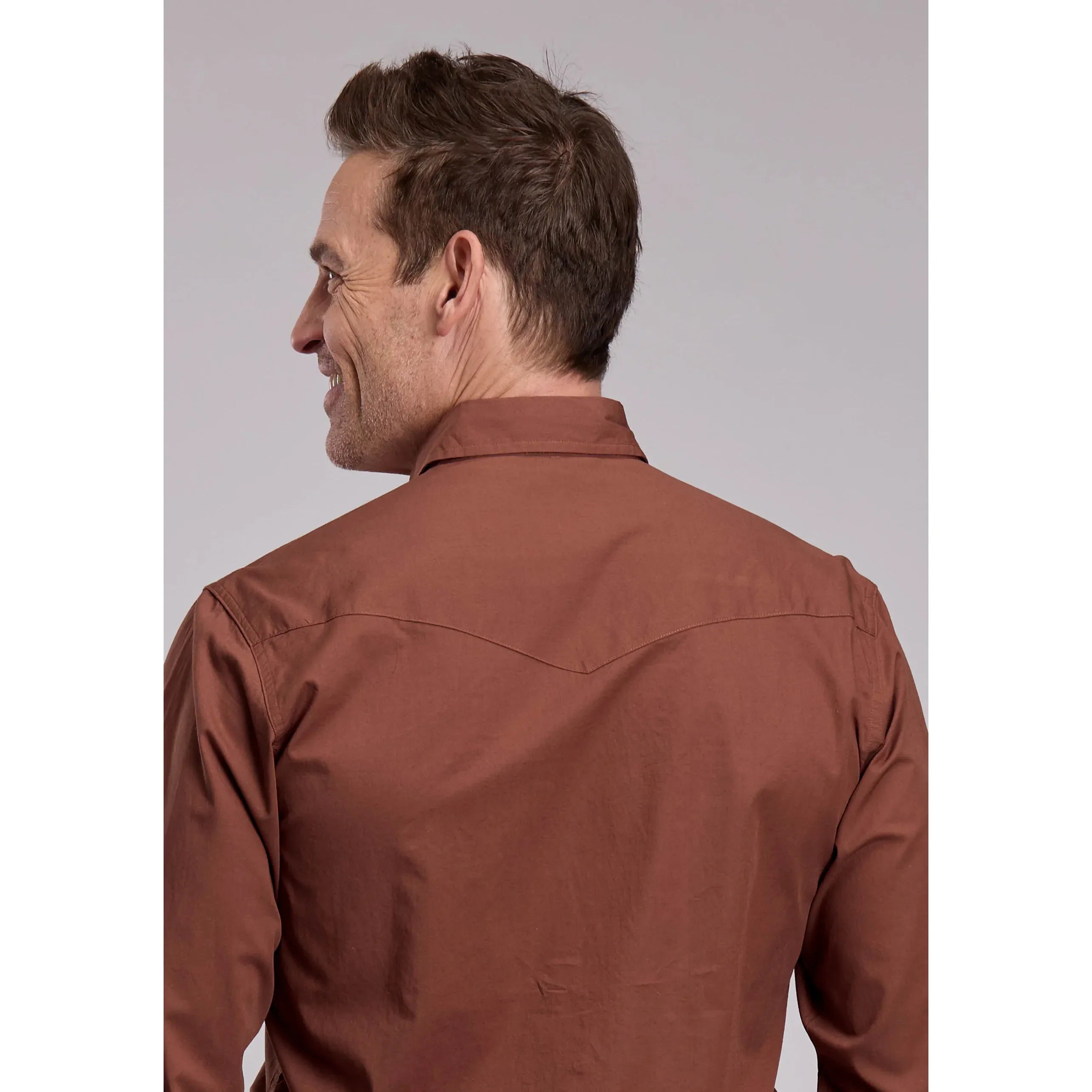 Men's Roper Solid Sienna Brown Western Snap Shirt - CWesternwear