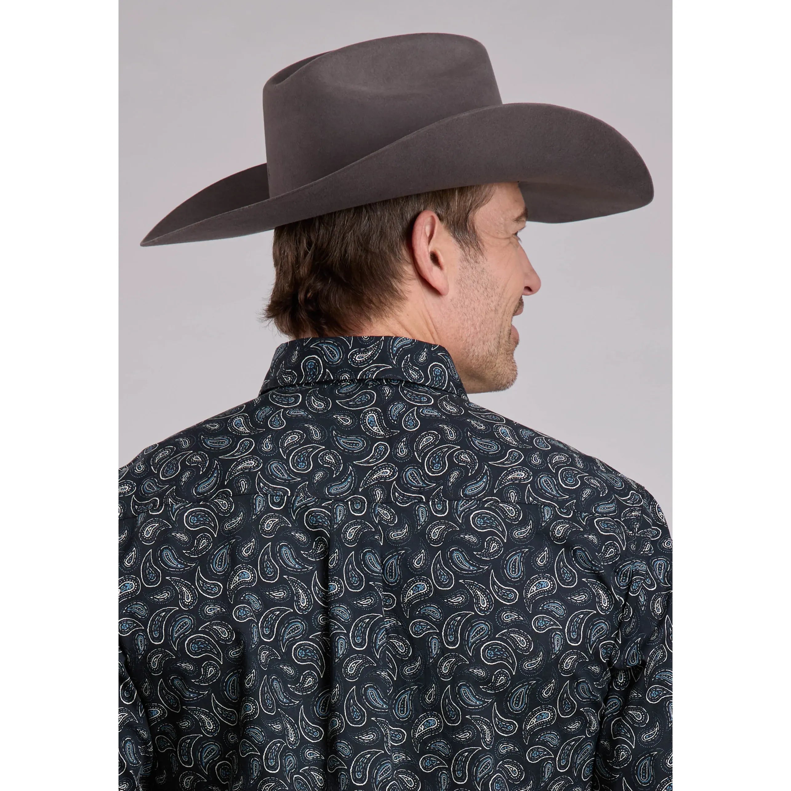 Men's Roper Long Sleeve Performance Print-Paisley Print