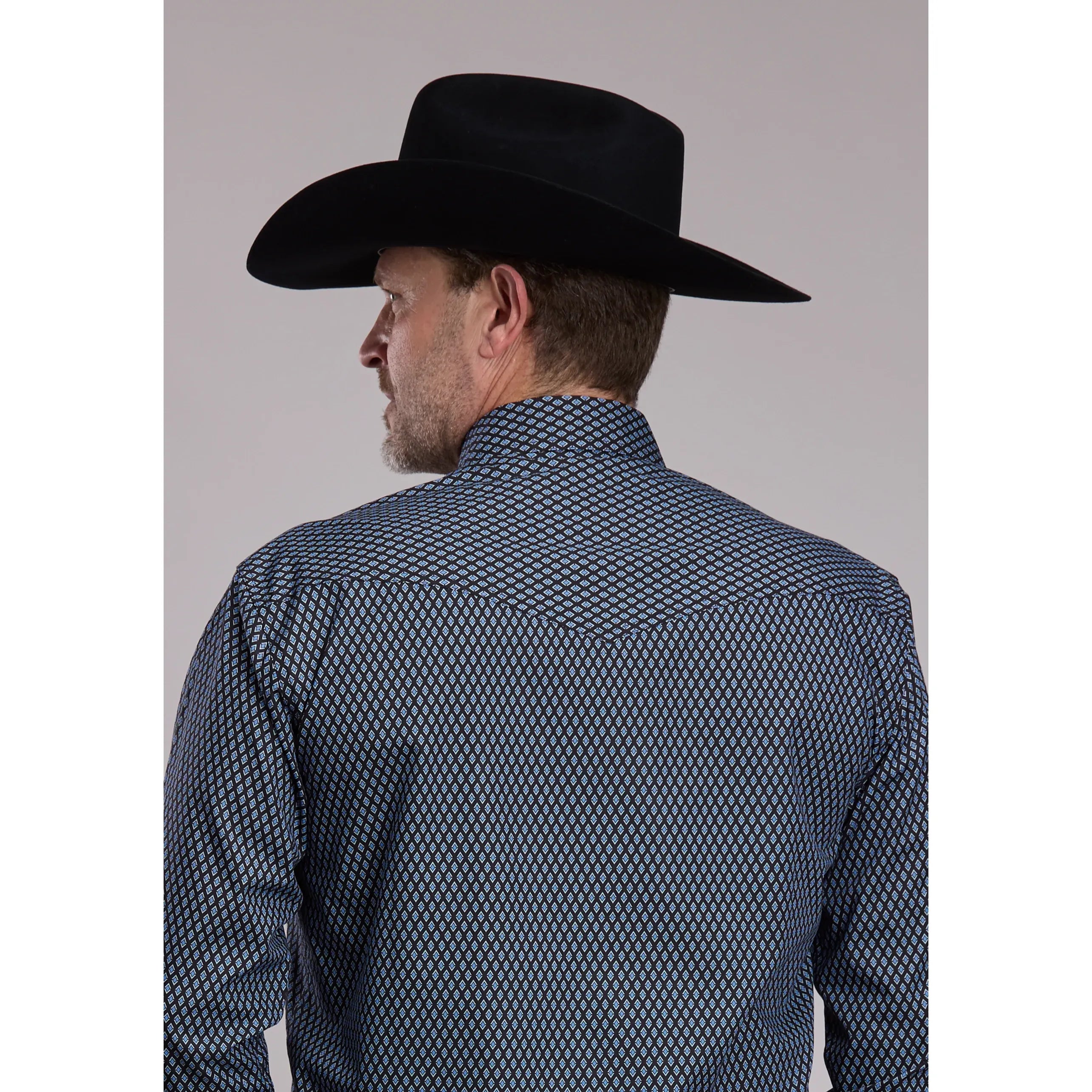 Men's Roper Blue Diamond Geo Western Snap Shirt